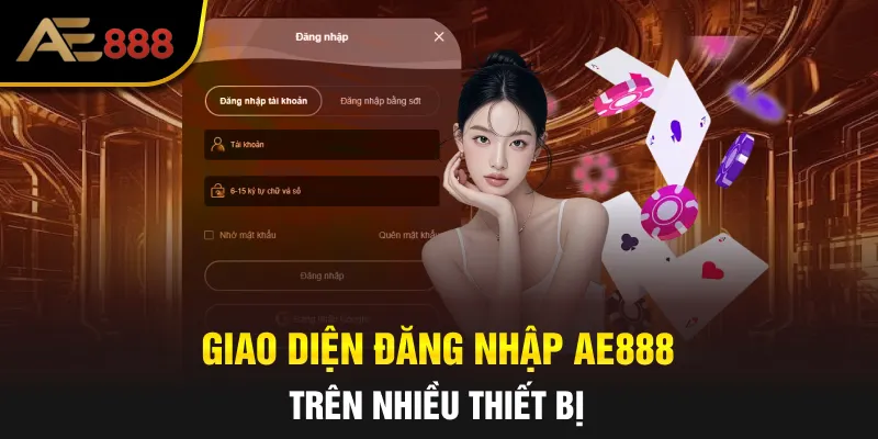 Giao diện đăng nhập AE888 trên nhiều thiết bị